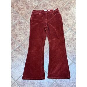 Kensie Savannah High Rise Flare Corduroy Pants Rust Red Size 12/31